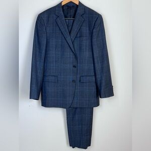 Brooks Brothers 1818 Regent Suit 43R / W37 Gray Windowpane Wool Pants Blazer